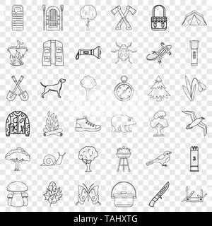 Compass icons set, outline style Stock Vector