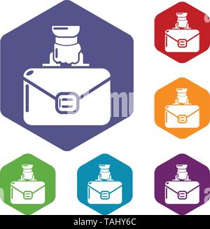 Portfolio icons vector hexahedron Stock Vector