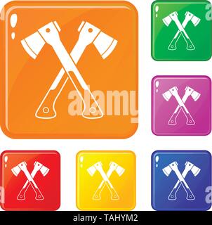 Crossed axes icons set vector color Stock Vector