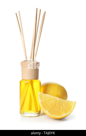 Citrus reed diffuser on white background Stock Photo