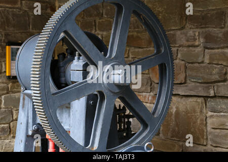Gear transmission from metal in the old mechanism Stock Photo