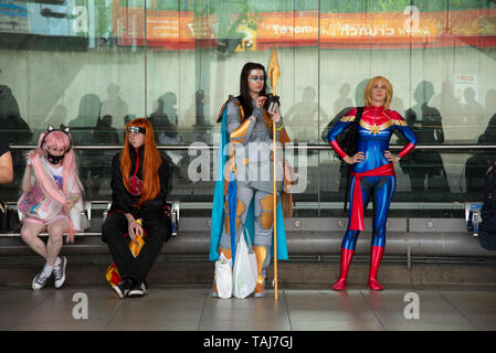 London, UK. 25th May, 2019. Comic Con fans on the second day of MCM London Comic Con event which is being held in London's Excel Arena. Claire Doherty/Alamy Live News Stock Photo