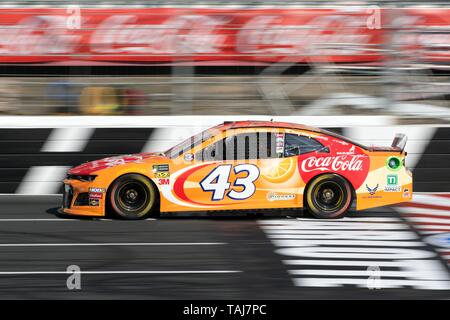 NASCAR driver Bubba Wallace driving #43 in qualifiers for the Coca Cola 600 at Charlotte Motor Speedway May 25, 2019 in Concord, N.C. Credit: Planetpix/Alamy Live News Stock Photo