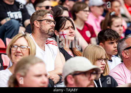 WALSALL, ENGLAND 25th May       England Fans during the International Friendly match between England Women and Denmark Women at the Banks's Stadium, Walsall on Saturday 25th May 2019. (Credit: Alan Hayward | MI News) Stock Photo