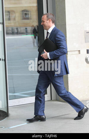 London, UK. 26th May 2019. Dominic Raab MP seen at the BBC studios in London Credit: WFPA/Alamy Live News Stock Photo