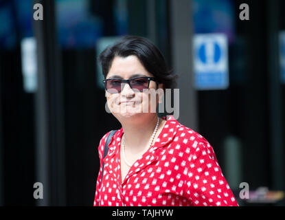 BBC Studios, London, UK. 26 May 2019.  Shami Chakrabarti leaves the BBC Studios as the race for the Leader of the Conservative Party starts to take shape. Credit: Tommy London/Alamy Live News Stock Photo