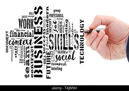 Skills word cloud collage over white background Stock Photo