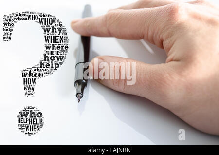 Question mark word cloud collage over white background Stock Photo