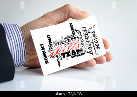 Skills word cloud collage over white background Stock Photo
