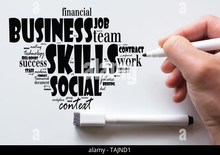 Skills word cloud collage over white board background Stock Photo