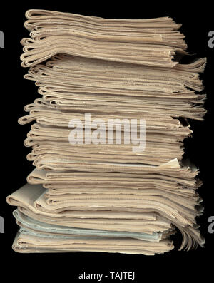 A stack of old newspapers, old, fat yellow. Stock Photo