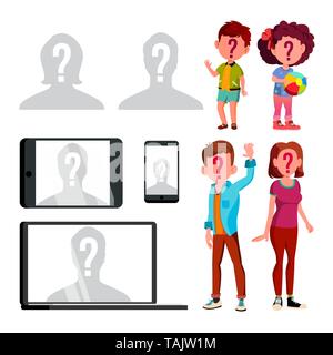 Anonymous Silhouette And Unknown Person Set Vector Stock Vector