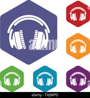 Headphones icons vector hexahedron Stock Vector
