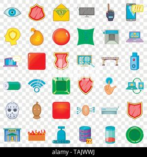 Fingerprint icons set, cartoon style Stock Vector