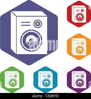 Studio speakers icons vector hexahedron Stock Vector