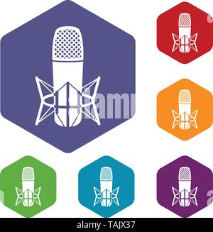 Studio microphone icons vector hexahedron Stock Vector