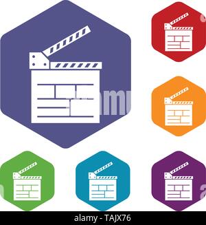 Movie cracker icons vector hexahedron Stock Vector