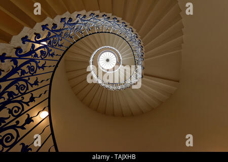 LONDON GREENWICH TULIP STAIRCASE IN THE QUEENS HOUSE Stock Photo