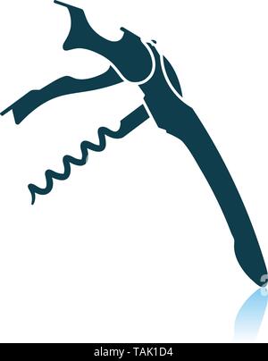 Waiter Corkscrew Icon. Shadow Reflection Design. Vector Illustration. Stock Vector