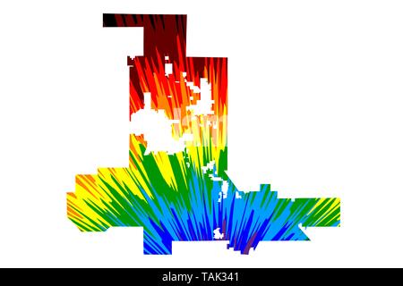 Las Vegas city (United States of America, USA, U.S., US, United States cities, usa city)- map is designed rainbow abstract colorful pattern, City of L Stock Vector
