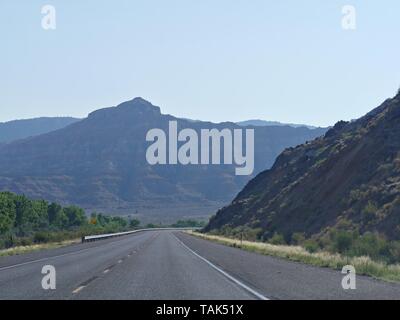 Scenic drive to Zion National Park late in the afternoon in Utah. Stock Photo