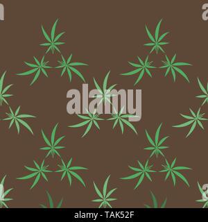 Green Cannabis Leaves Background. Medical Marijuana Seamless Pattern. Narcotic Texture Stock Vector