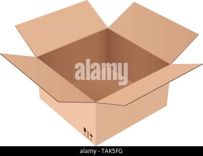 Brown shipping box. Open carton Stock Vector