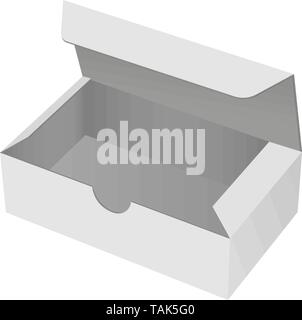 Paper cardboard box template. Open gray empty carton Stock Vector