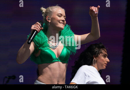 Zara Larsson performs during the second day of BBC Radio 1's Big Weekend at Stewart Park, Middlesbrough. Stock Photo