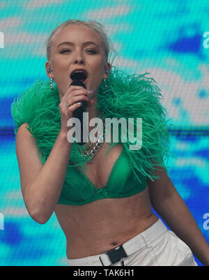 Zara Larsson performs during the second day of BBC Radio 1's Big Weekend at Stewart Park, Middlesbrough. Stock Photo