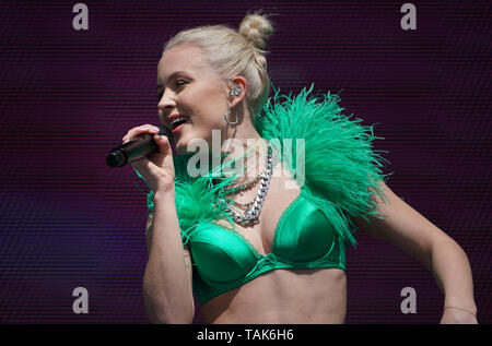 Zara Larsson performs during the second day of BBC Radio 1's Big Weekend at Stewart Park, Middlesbrough. Stock Photo