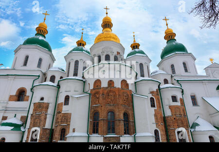 The building of the famous St. Sophia Cathedral in Kyiv in the winter 01/07/2019 against the blue cloudy sky Stock Photo
