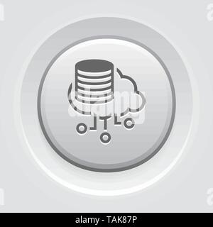 Simple Distributed Storage Vector Button Icon with storage devices. Stock Vector