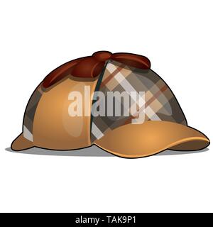 Hat detective isolated on white background. Vector cartoon illustration close-up. Stock Vector
