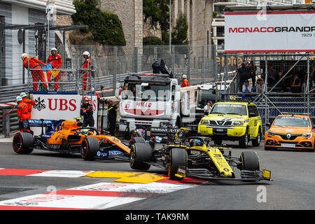 Monte Carlo/Monaco - 26/05/2019 - #3 Daniel RICCIARDO (AUS, Renault F1 Team, R.S. 19) in front of #4 Lando NORRIS (GBR, McLaren-Renault, MCL34) during Stock Photo
