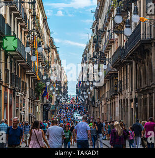 BARCELONA, SPAIN - September 24, 2016: Barcelona is the capital and largest city of Catalonia, Spain. Barcelona is a transport hub, with the Port of B Stock Photo