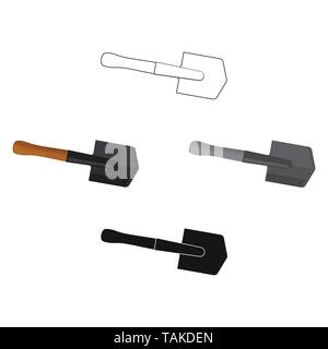 Military entrenching tool icon in monochrome style isolated on white ...