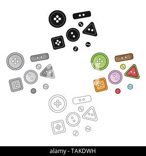 Buttons for clothes.Sewing or tailoring tools kit single icon in cartoon,black style vector symbol stock web illustration. Stock Vector