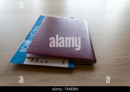 Travel concept. Passport and flight boarding pass ticket Stock Photo