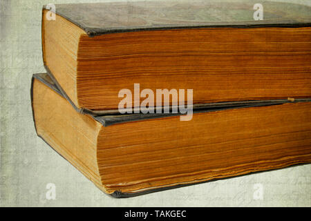 two antique books isolated on white Stock Photo