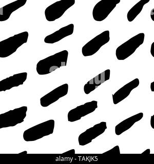 Vector seamless hand draw strips brush black and white pattern. Monochrome Scandinavian backgrounds of simple primitive with stroke for textile design Stock Vector