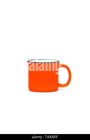 Red ceramic Mug isolated on white Background Stock Photo