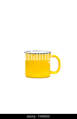 Yellow ceramic Mug isolated on white Background Stock Photo