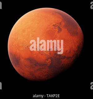 planet Mars, the red planet isolated on black background (3d render, elements of this image are furnished by NASA) Stock Photo