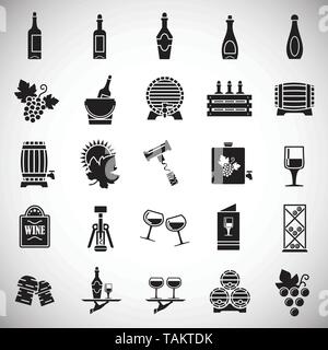 Wine related icons set on white background for graphic and web design. Simple vector sign. Internet concept symbol for website button or mobile app. Stock Vector