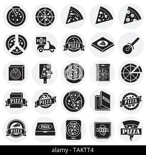 Pizza related icons set on circles background for graphic and web design. Simple vector sign. Internet concept symbol for website button or mobile app Stock Vector