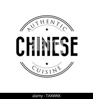 Authentic Chinese Cuisine stamp vintage Stock Vector