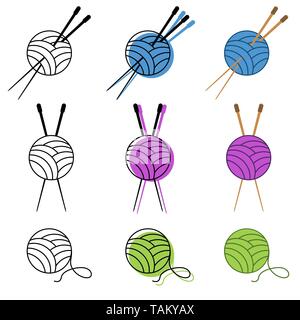 knitting icon set vector in different colors. vector illustration Stock Vector