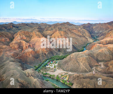 Aerial view of Charyn river in Charyn Canyon National Park, Kazakhstan Stock Photo