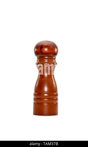 Brown wooden Pepper Shaker isolated on white Background Stock Photo